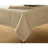 Handmade Hemstitch Design Natural Tablecloth. One Piece. 65"x140" Rectangular.