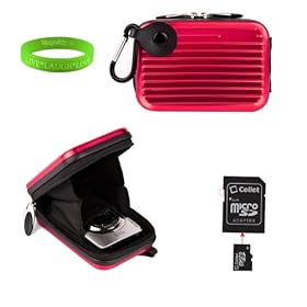 Pink Metal Case with Swivel Carabineer and clip for your Samsung TL110 + Green Vangoddy Bracelet + Camera Tripod + 16gb SD card + Universal Camera Screen Protector!!!