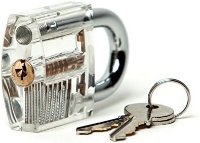 12 Piece Locksmith Lock Pick Set for Beginners With Transparent Cutaway Practice Padlock