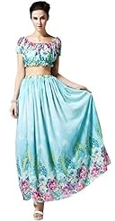 Off the Shoulder Short Sleeves Cotton/Polyester Floral Print Summer Club Dress/Prom Dress/Party Dress 