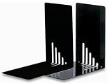 CE black metal book ends, 140mm high, PAIR