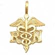 RN Caduceus Charm 14k Gold 18mm