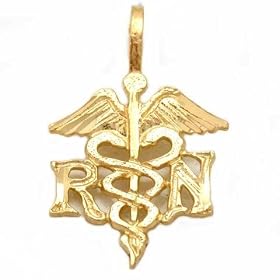 RN Caduceus Charm 14k Gold 18mm