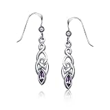 Bling Jewelry Sterling Silver Genuine Amethyst Celtic Knotwork Drop Earrings