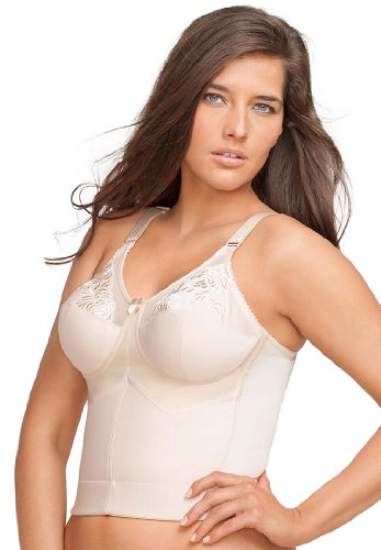 Elila Women's Plus Size Back-Hook Longline Posture Bra, with Embroidery