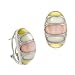 Art Deco Sterling Silver .925 Genuine White Mother of Pearl , Pink MOP Yellow MOP Inlay, Simulated Diamond cz Oval Omega Back Earrings