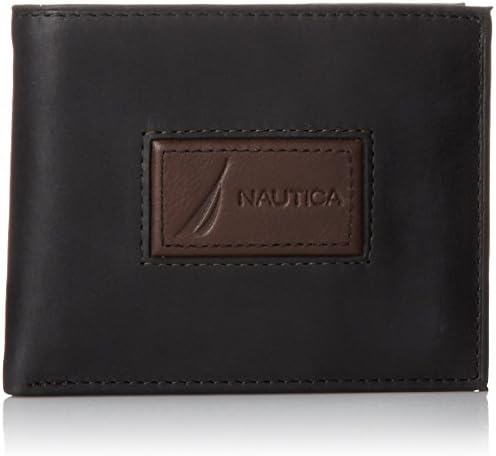 Nautica Men's Passcase with Exterior Center Logo Patch, Black, One Size