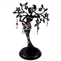 Woman Tree Jewelry Stand Black Cut Out Metal Silhouette