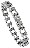 9 Solid Link Surgical Steel Bicycle Chain Bracelet 5/16 (9 mm) wide.