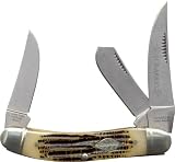 Schrade 3 Blade Sow Belly Pocket Knife in Cigar Box