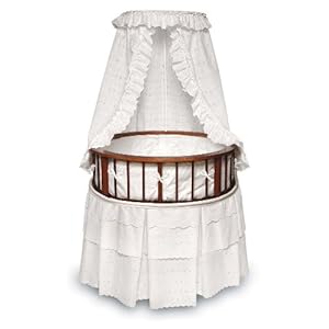 Badger Basket Elegance Round Baby Bassinet Cherry with White Eyelet