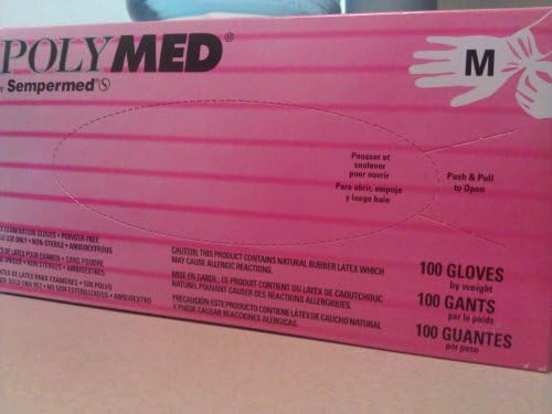 Polymed Latex Examination Gloves//Powder-free//Single Use Only//Non-sterile//Ambidextrous -- Medium 7-7 1/2 [1 Pack/100ct]