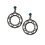 Aquamarine Hematite Tone Couture Inspired Hoop Earrings