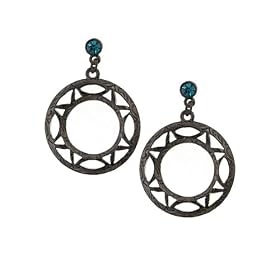 Aquamarine Hematite Tone Couture Inspired Hoop Earrings
