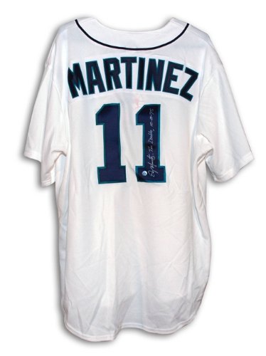 Edgar Martinez Autographed/Hand Signed Seattle Mariners White Majestic Throwback Jersey Inscribed ''