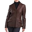 Phistic Women's Three-Button New Zealand Lambskin Leather Blazer in Black or Espresso - Misses & Petite