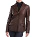 Phistic Women's Three-Button New Zealand Lambskin Leather Blazer in Black or Espresso - Misses & Petite