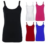 Ladies New Ribbed Strap Vest Top Womens Stretch Sleeveless Camisole T Shirt Tee S/M-M/L