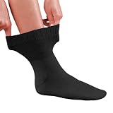 FootSmart Men's / Women's Diabetic Extra-Roomy Crew Socks, BLACK, Women's 11.5-13/Men's 10.5-14 (Apparel)