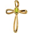 14K Yellow Gold Peridot Cross Pendant