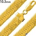 14K Gold Plated Silver 22" Herringbone Chain Necklace 10.3mm
