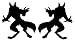 Two opposing silhouettes of a WEREWOLF 6 inch high vinyl decal available in two colors, BLACK and WHITE.