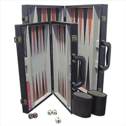18" Black Leatherette Backgammon