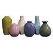 Set of 6 Distressed Country Chic Ceramic Multi-Colored Mini Vases