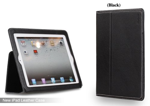 Yoobao New Genuine Leather Protective FLIP Case Cover Pouch with Kickstand For Apple iPad 3 Way View (Black)