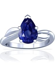 14K White Gold Pear Cut Blue Sapphire Solitaire Ring