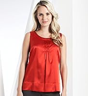 Petite Satin Sleeveless Pintuck Top