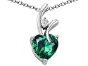 1.95 cttw 925 Sterling Silver 14K White Gold Plated Created Heart Shaped Emerald Pendant