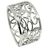 Silver with Clear Crystal Rhinestones Detail Patterned Metal Bangle Bracelet Fashion Jewelry