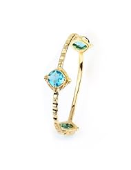 Sterling Silver Blue and Silver Topaz Cubic Zirconium Bangle