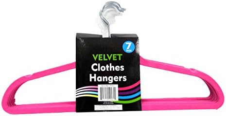 Set of 7pcs Velvet Coat Hangers - Velveteen Padded Non-Slip Hanger (Hot Pink)