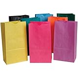 School Smart Flat Bottom Paper Bags - 6 x 11 inches - Pack of 28 - Assorted Colors