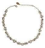 Michal Negrin Delicate Collar Necklace Decorated with Aurora Borealis Swarovski Crystal Flowers and Brass Leaves Ornaments; Victorian Elegance - Special Ordered and Shipped by Genuvo within 2 to 3 Weeks