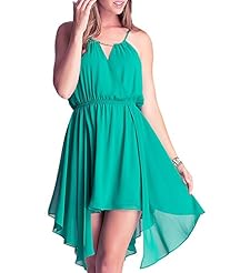 Sexy Asymmetric Elasticized   Waistline Off the Shoulder Sleeveless Chiffon  Dress