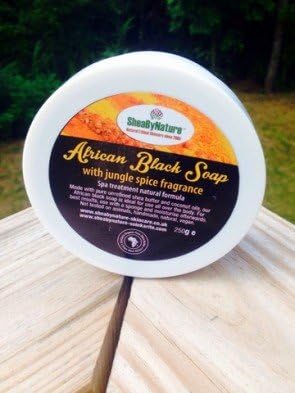 African Black Soap with Jungle Spice Fragrance, Spa Treatment Formula for Removing Dead Skin Cells and Invigorating the Skin. 250g (8.8oz)