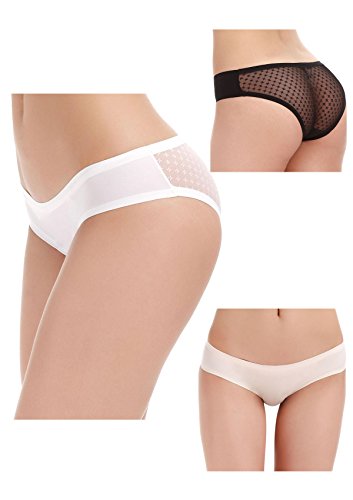 Yulee Women's Seamless Invisibles Hipster Lace Underwear Panties Briefs 3 Pack