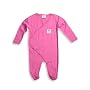 Bambolino - Newborn Baby Girls Long Sleeved Footed Coverall, Fuschia