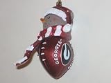 GEORGIA BULLDOGS 2.75 Striped Snowman with Scarf Touchdown Football Christmas Ornament