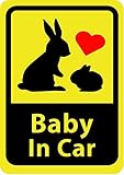 Baby In Car 「うさぎの親子」（ マグネットタイプ ）赤ちゃんが乗ってます 車用 ステッカー