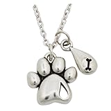 Rockin' Doggie Pewter Memorial Necklace, Paw with Forever Missed