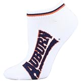 Auburn Tigers White Ladies 9-11 Two Stripe Ankle Socks