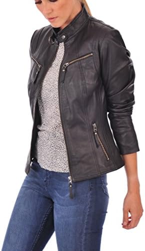 Softskin Leather Women's Lambskin Leather Bomber Biker Jacket Medium Black