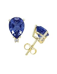 7X5mm Pear Sapphire and Diamond Stud Earrings in 14K Yellow Gold