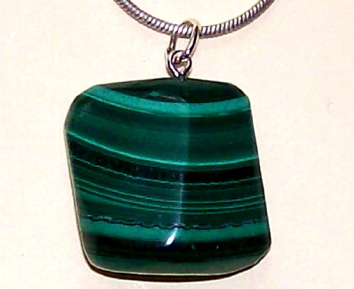 Malachit Heilsteine Anhänger mit Silberöse ca. 20 x 19 x 11 mm, Zaire