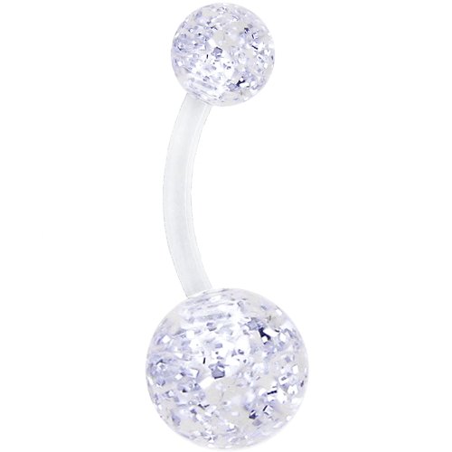 Body Candy Clear Bioplast Glitter Acrylic Ball Belly Ring