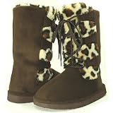 Leopard Cheetah Fur Sheepskin Shearling Boots with Ties--Vegan Friendly!